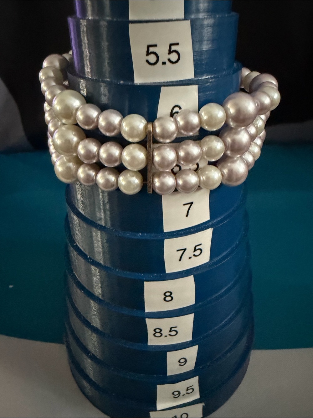 Faux Silver Pearl Beaded Stretch Bracelet - Elegant Women Jewelry - Picture 3 of 3